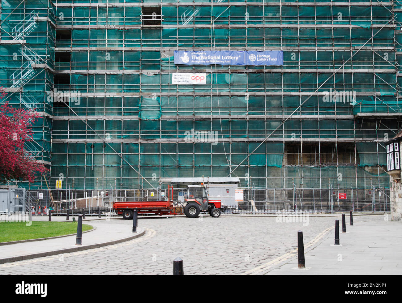 Les échafaudages sur York Minster lors des travaux de restauration Banque D'Images