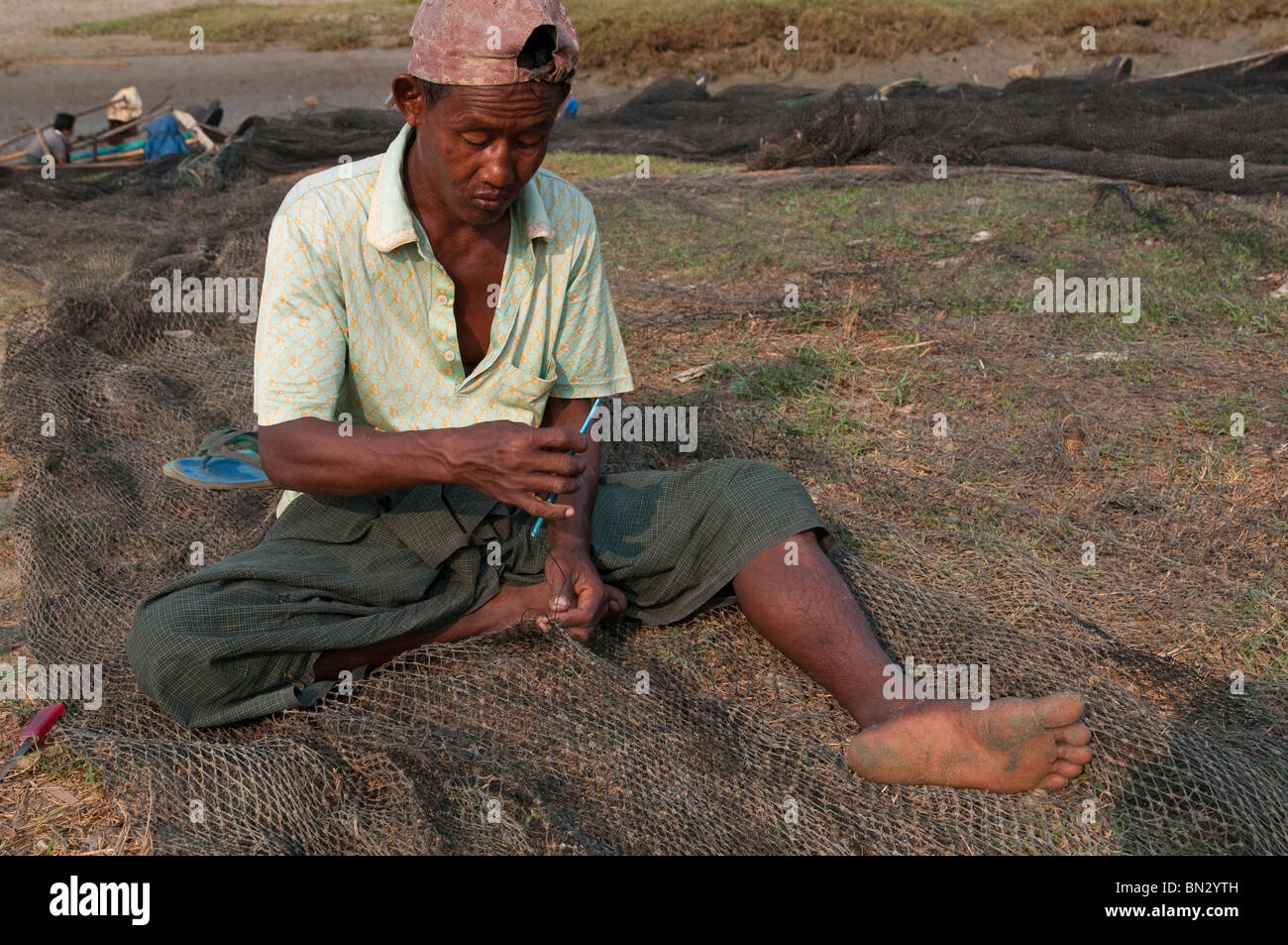 Le Myanmar. La Birmanie. Visite du village de Tübingen Gyi dans l'Ayeryarwady delta. Cyclone Nargis : conséquences Banque D'Images