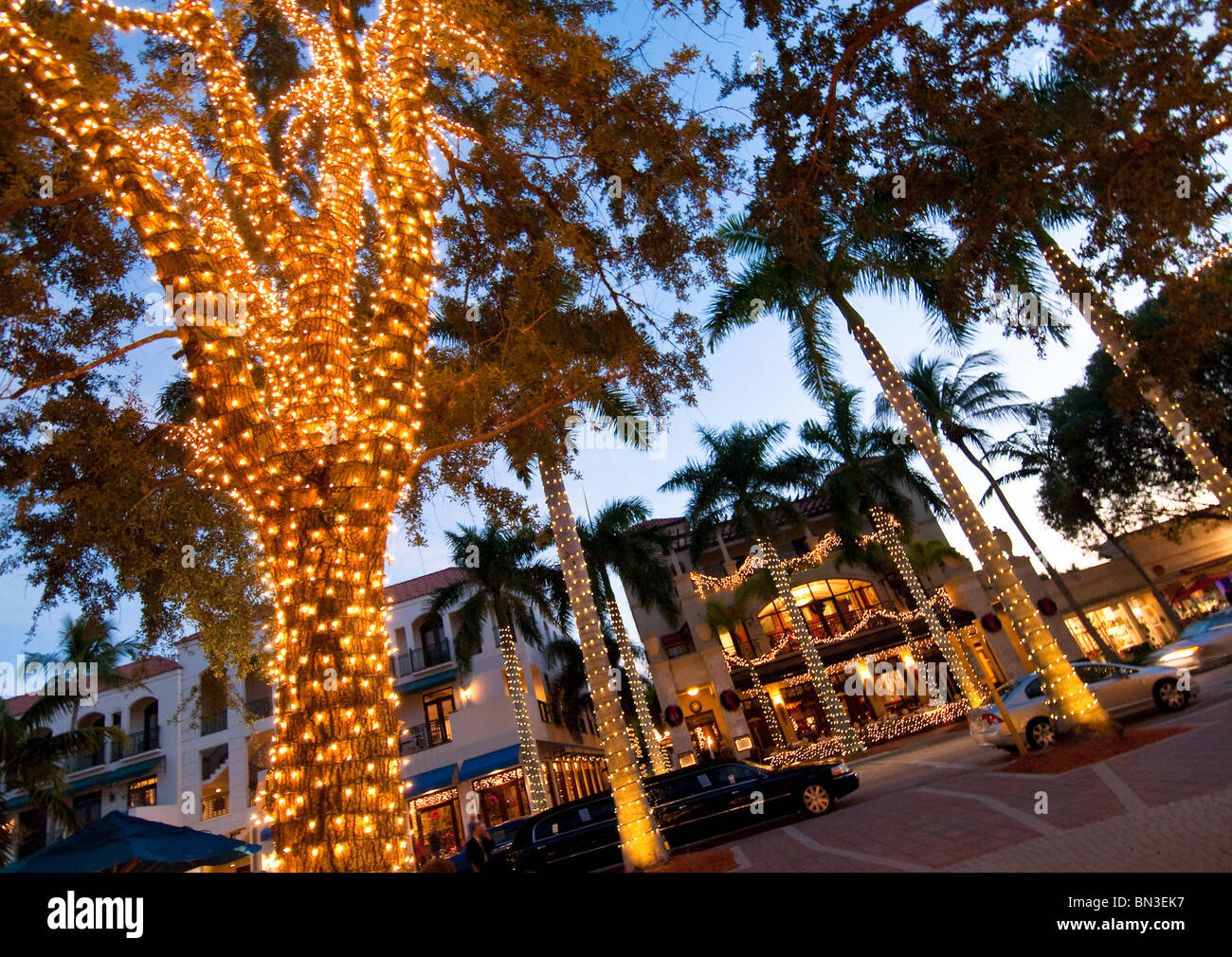 Décorations de Noël sur 5th Avenue South, Naples, Florida, USA Banque D'Images