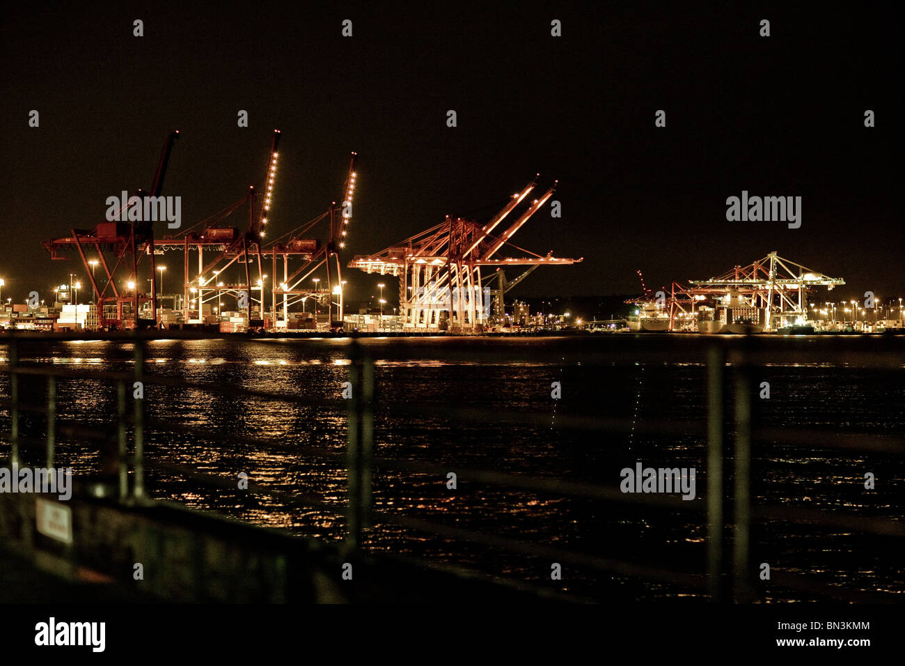 Port de Seattle la nuit, USA Banque D'Images