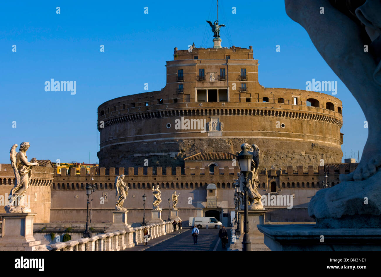 Angel Angel et pont château, Rome, Italie, Europe Banque D'Images