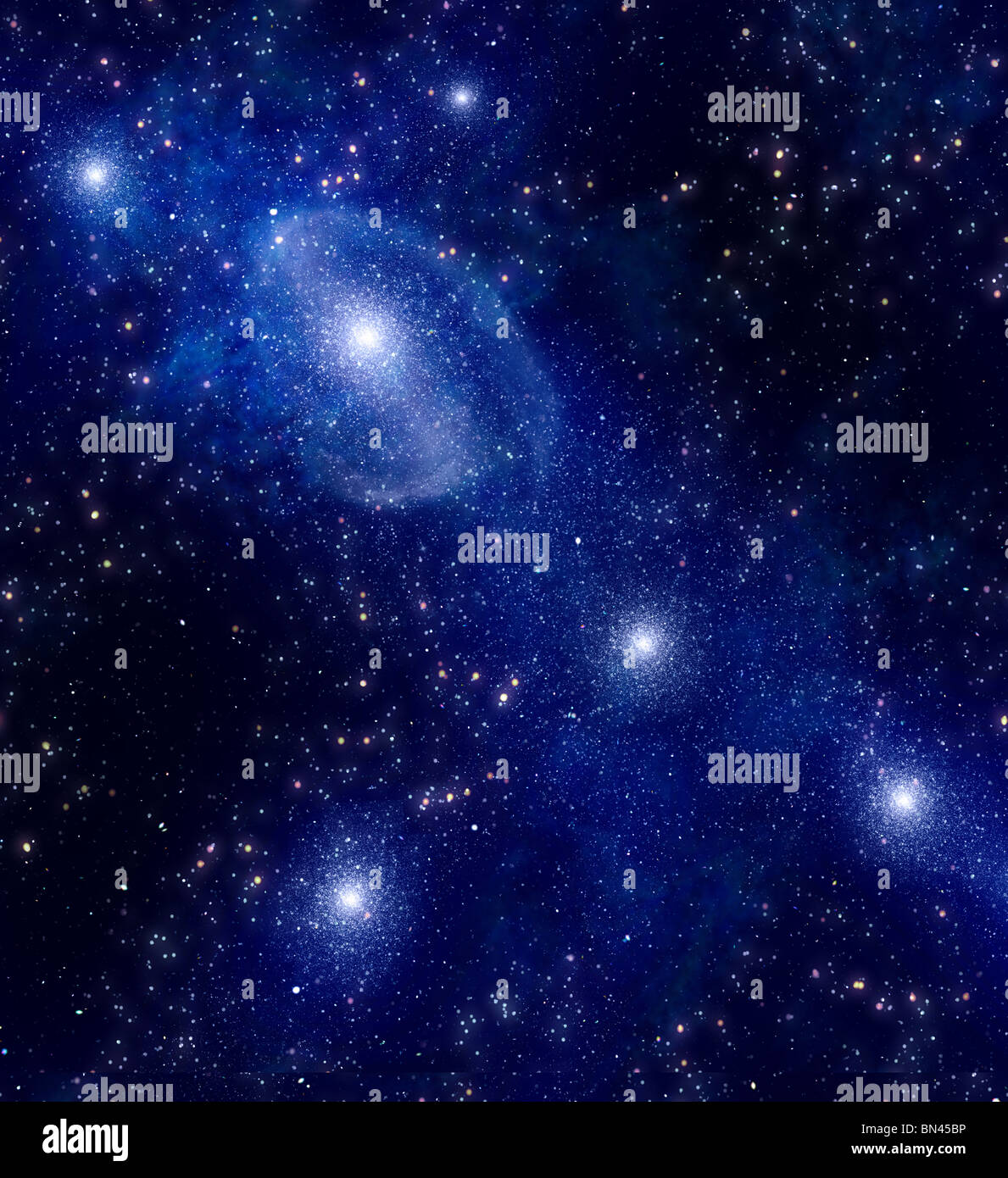 L'espace profond avec des étoiles d'arrière-plan et nebula Banque D'Images