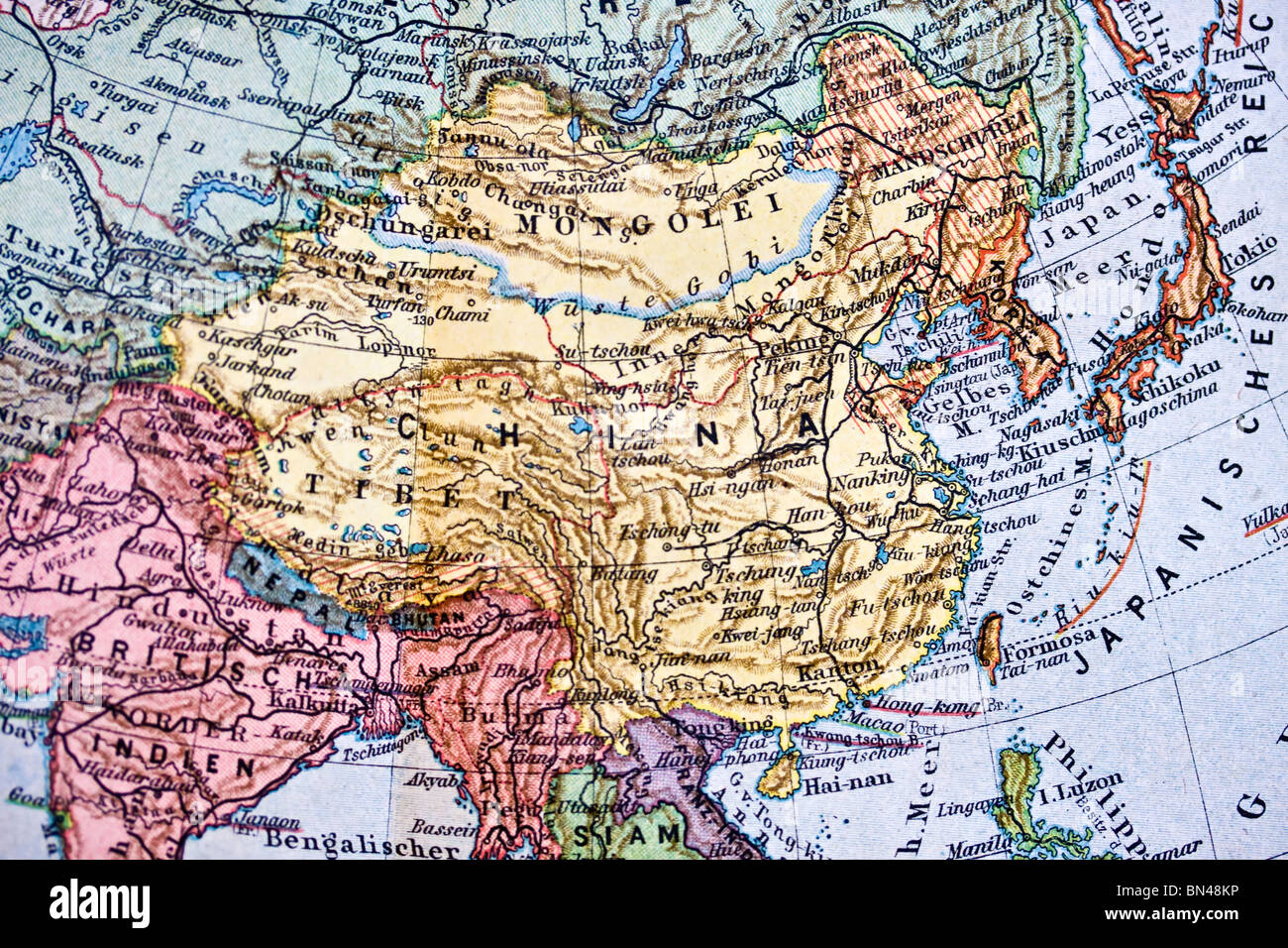 Carte de Chine. Carte de la Chine. Banque D'Images