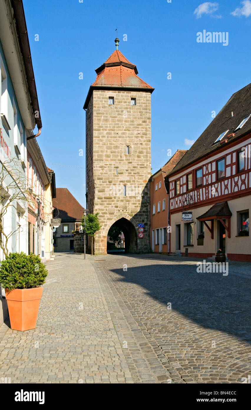 Le "tadttor" (porte de la ville) dans la région de Höchstadt an der Aisch, Middle Franconia, Bavaria, Germany. Banque D'Images