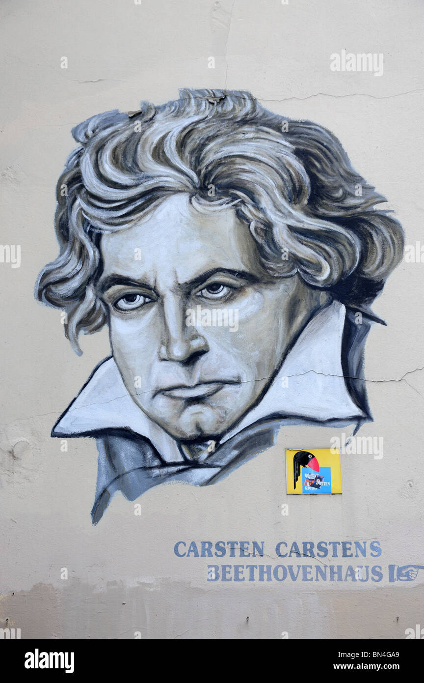 Caricature Ludwig Van Beethoven en dehors de sa ville natale de Bonn Allemagne Deutschland Europe Banque D'Images