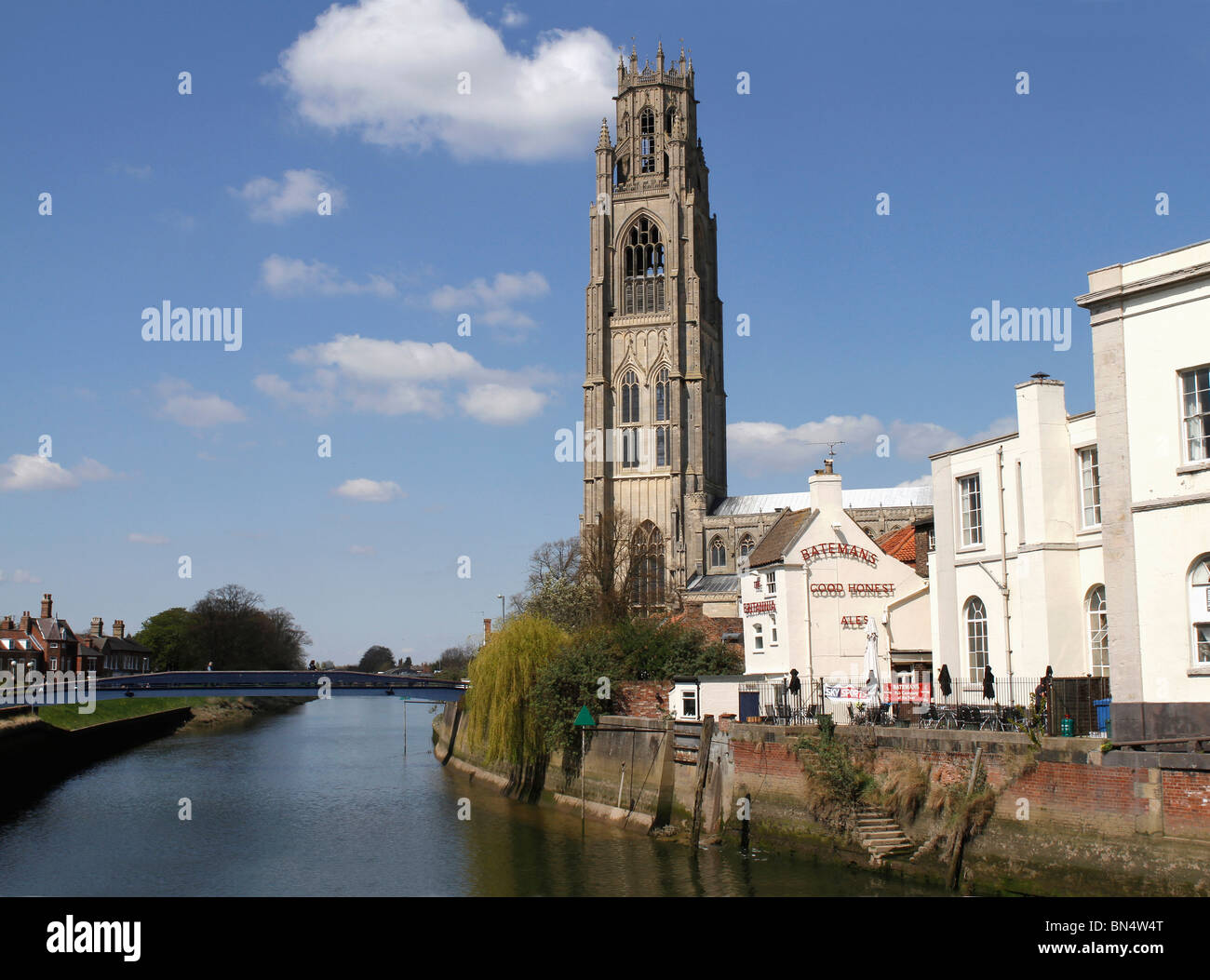 'St Botolph' / 'Boston Stump' sur la rivière Witham', 'Boston, Grande-Bretagne Banque D'Images