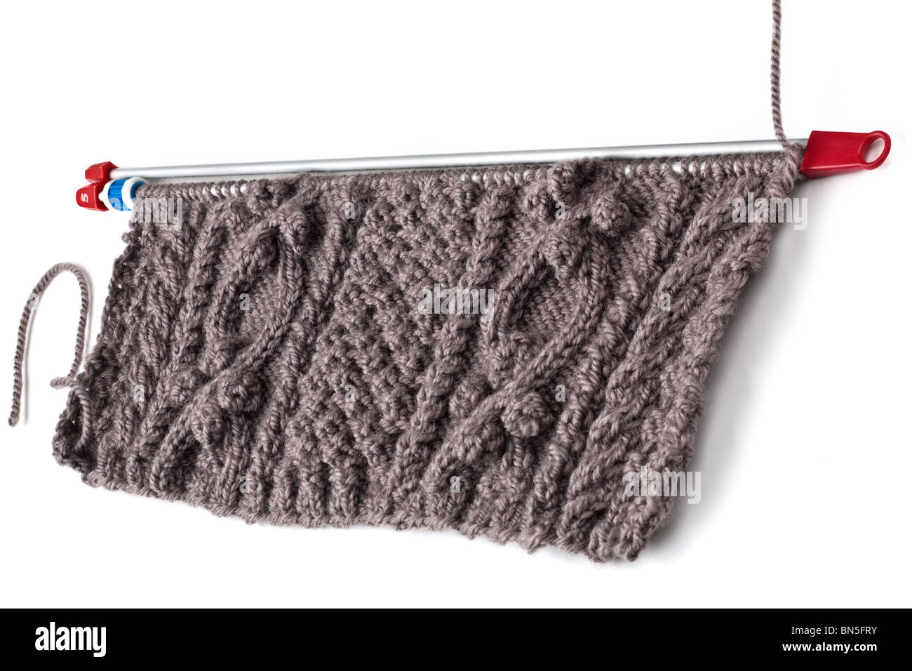 La laine marron et motif aran knitting Banque D'Images
