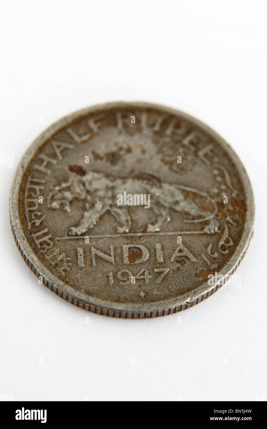 L'Inde Indian Rupee moitié 1947 Pièces Banque D'Images