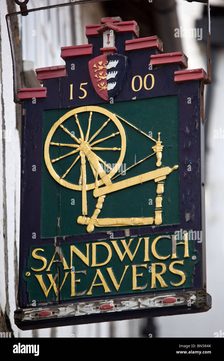 Signe des tisserands Sandwich Sandwich Kent UK Banque D'Images