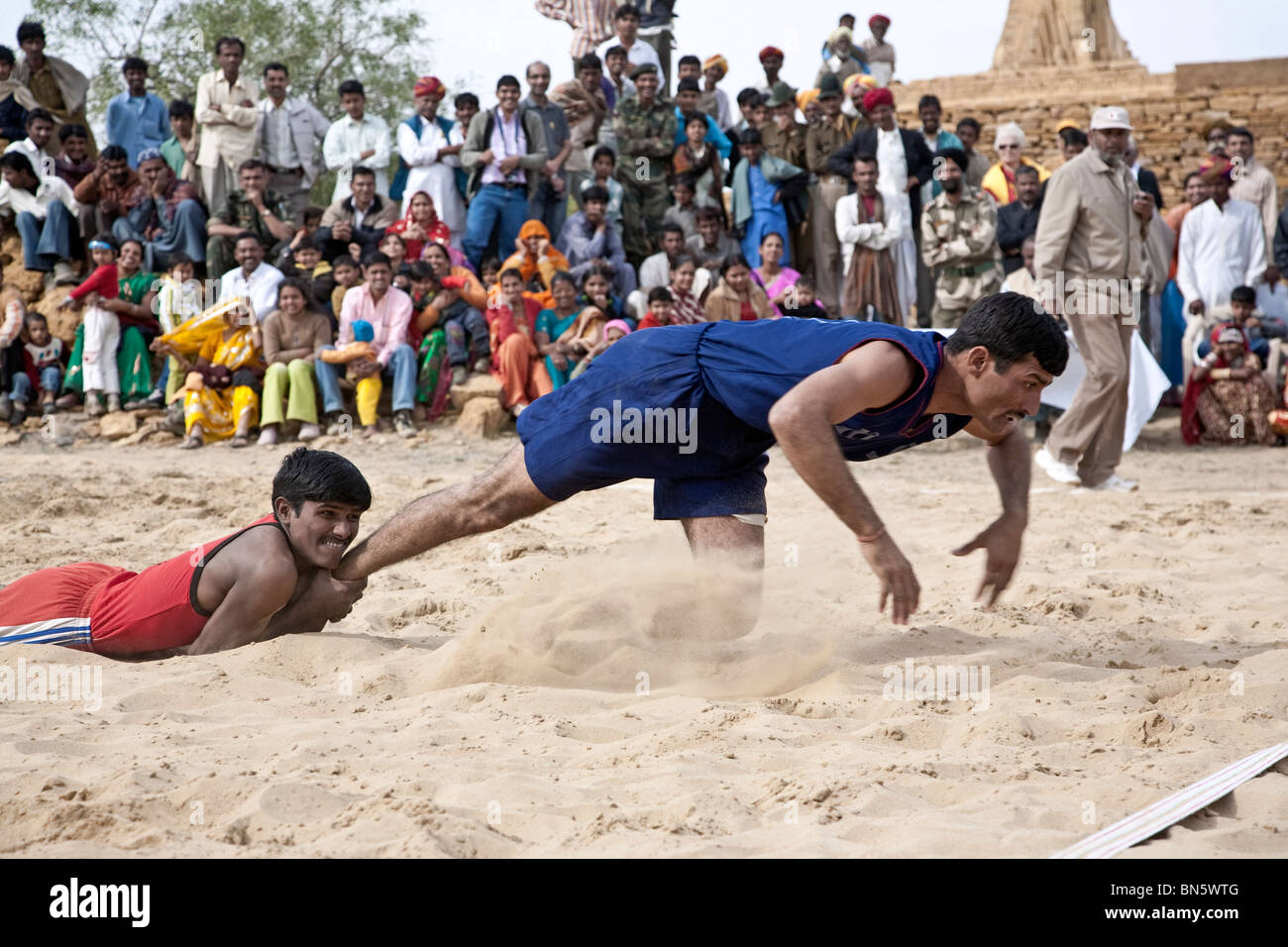 Kabaddi match. Village Khuri. Le Rajasthan. L'Inde Banque D'Images