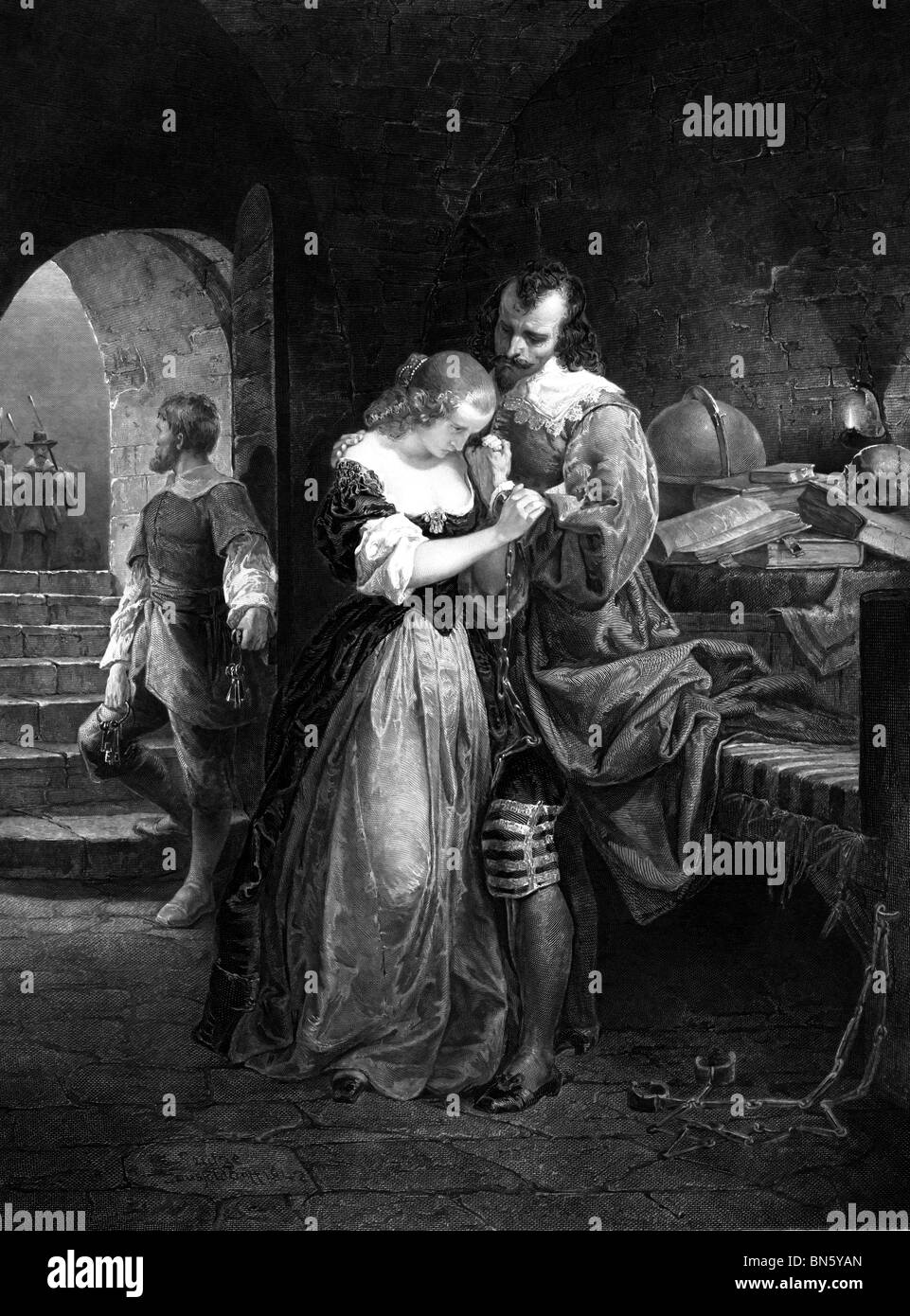 Sir Walter Raleigh, la séparation avec sa femme, avant son exécution Banque D'Images