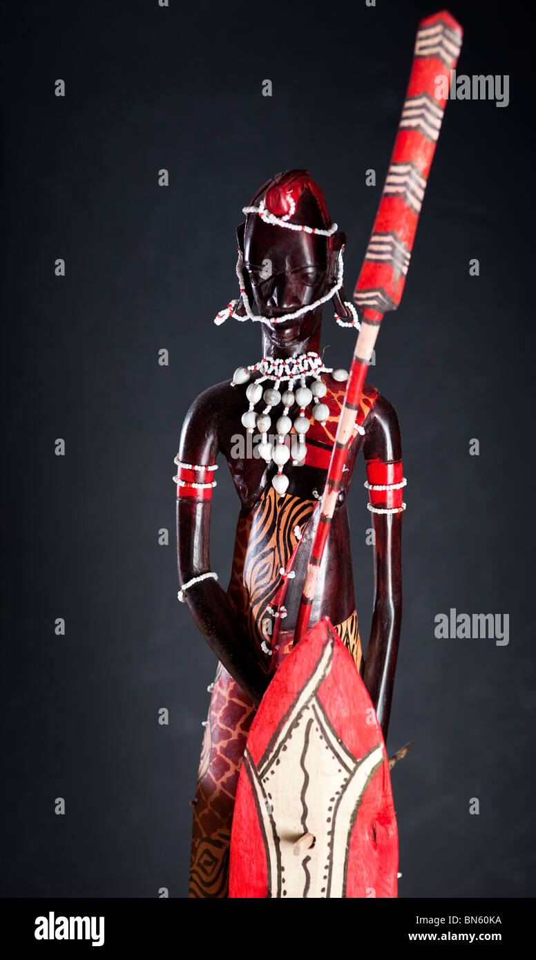 Sculpture guerrier Masai Mara Banque D'Images
