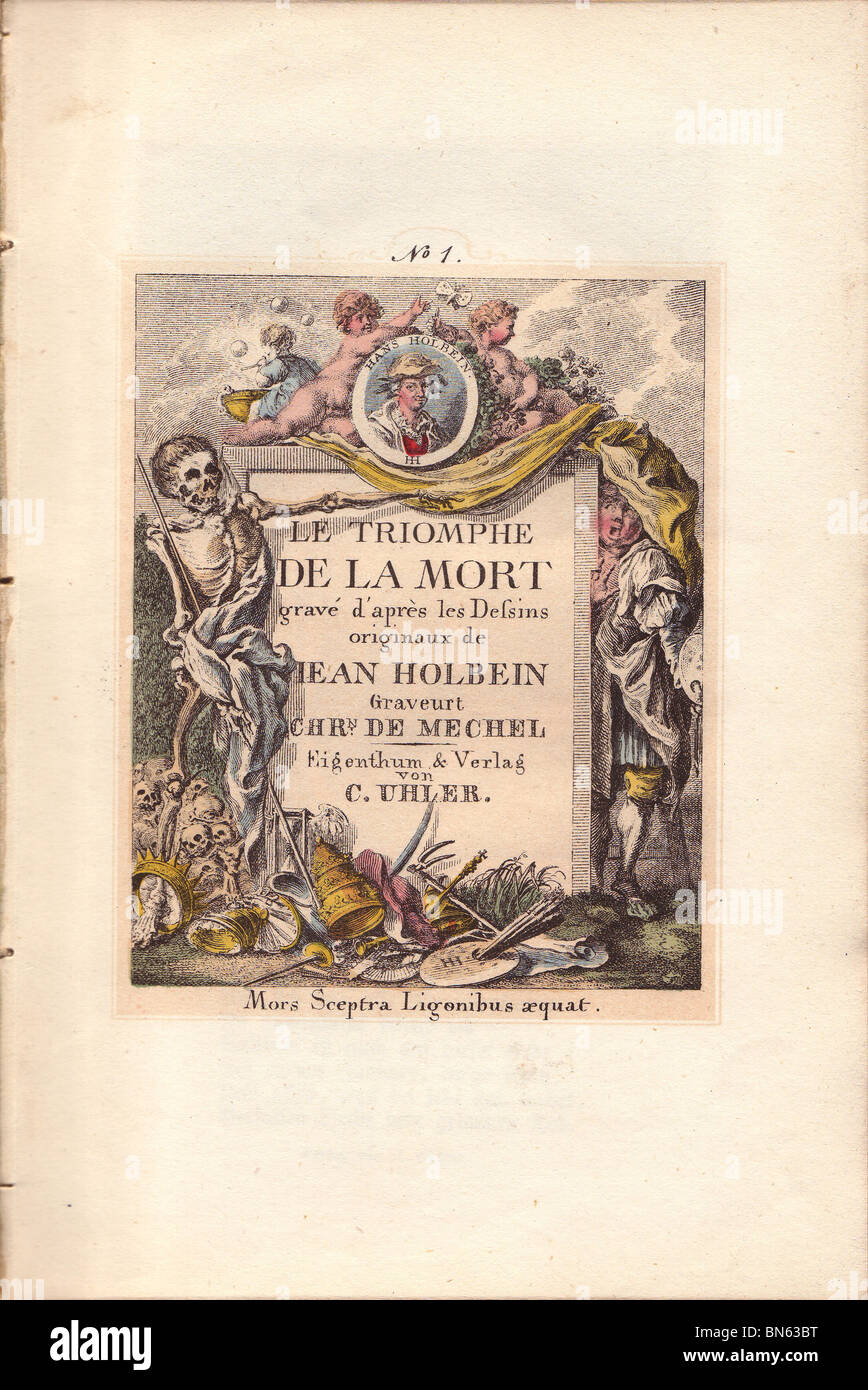 Page de titre de Mechel's 'Triomphe de la mort' 1860 Banque D'Images