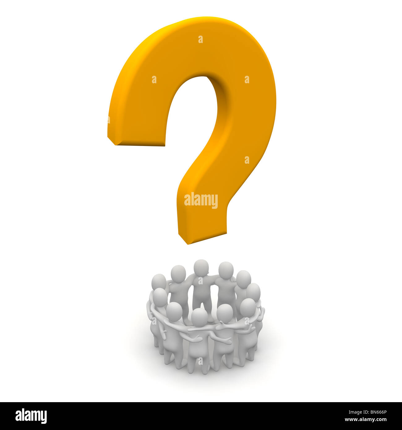 Groupe de personnes et d'interrogation. Rendu 3d illustration. Banque D'Images