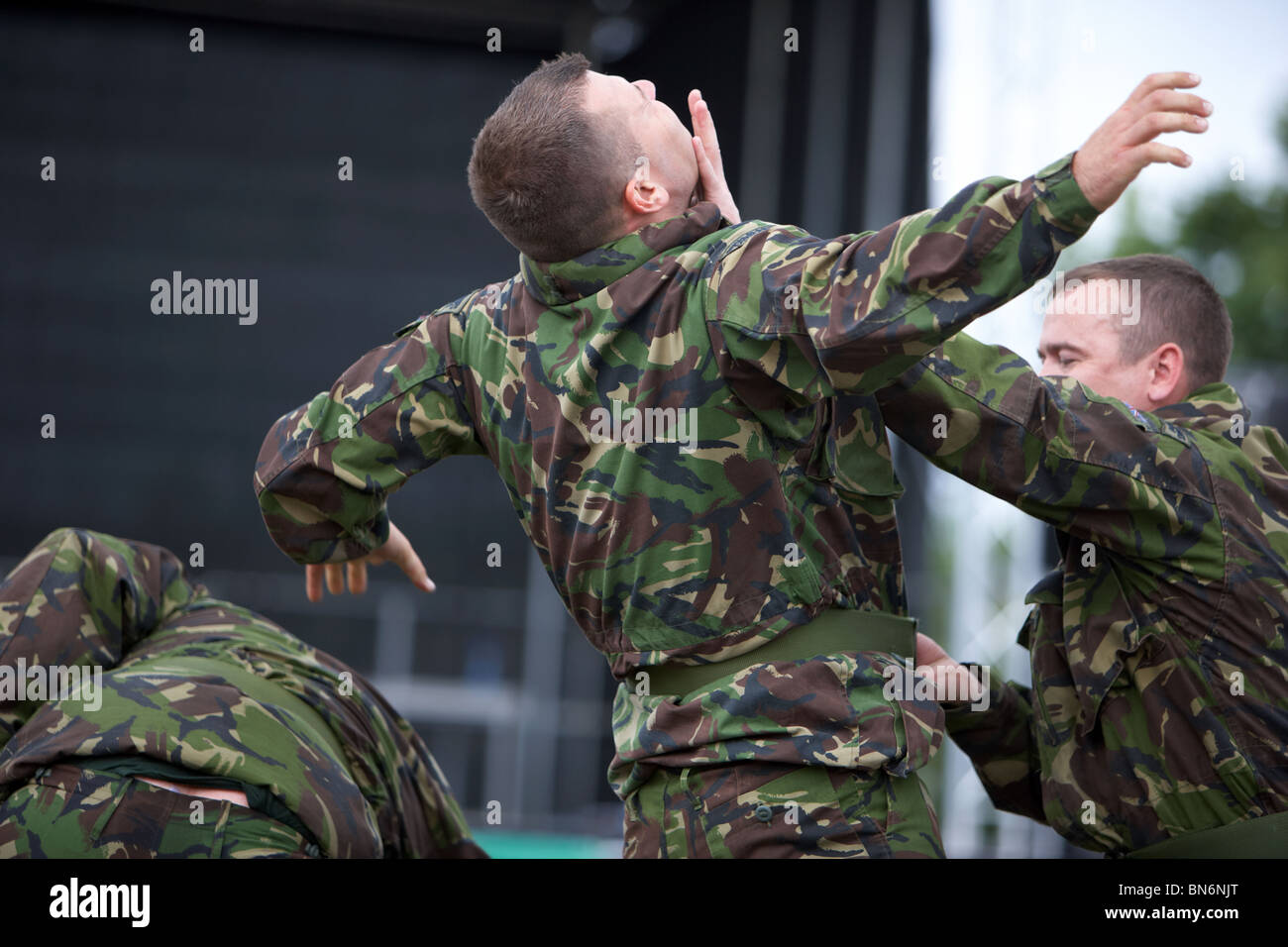 L'équipe de démonstration de combat sans armes de HM Royal Marines Commandos des Forces armées à jour 2010 à Bangor comté de Down en Irlande du Nord Banque D'Images