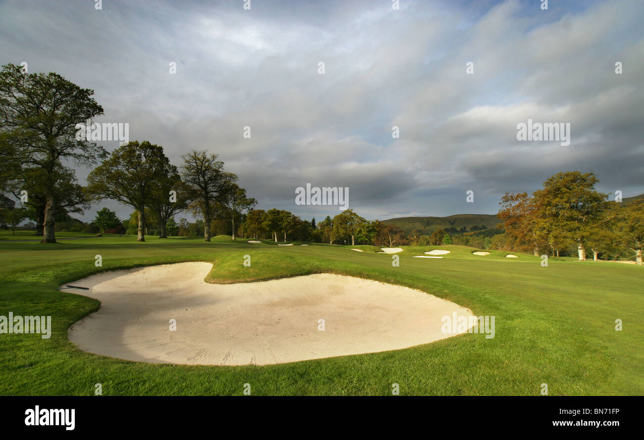 Loch Lomond Golf Course, Glasgow, Ecosse. Trou 9 Banque D'Images