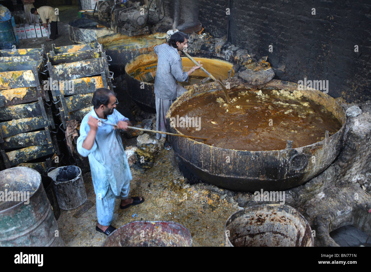 Fabrique de savon à Islamabad, Pakistan Banque D'Images