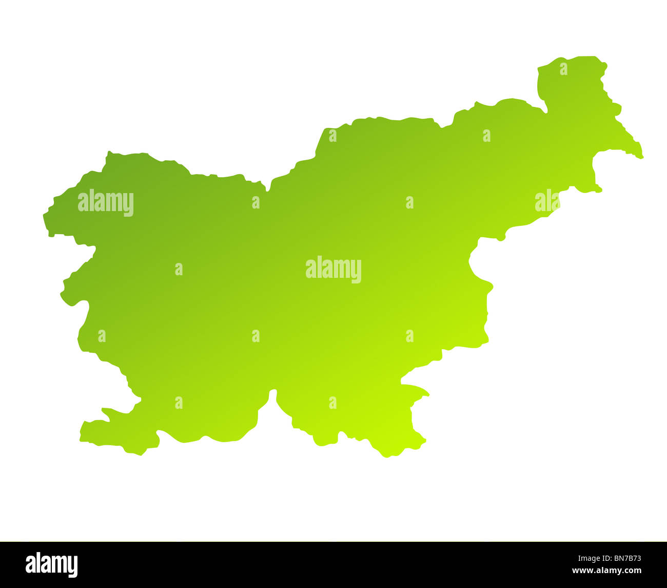 Dégradé vert de Slovénie isolé sur un fond blanc. Banque D'Images