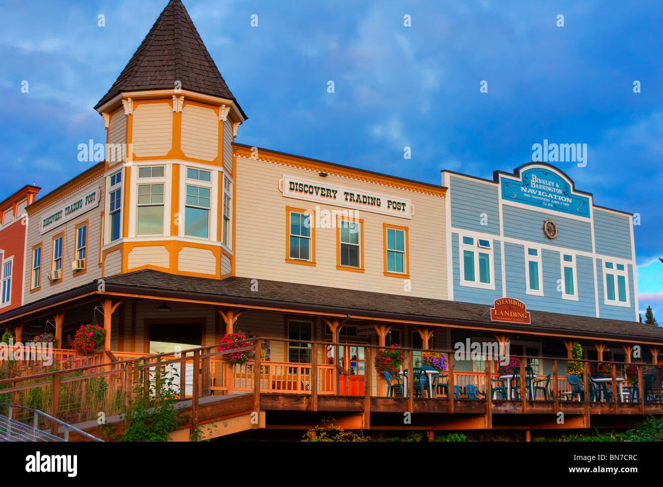 Les bâtiments proches les Riverboat Discovery dock, Fairbanks, Alaska. Image HDR Banque D'Images