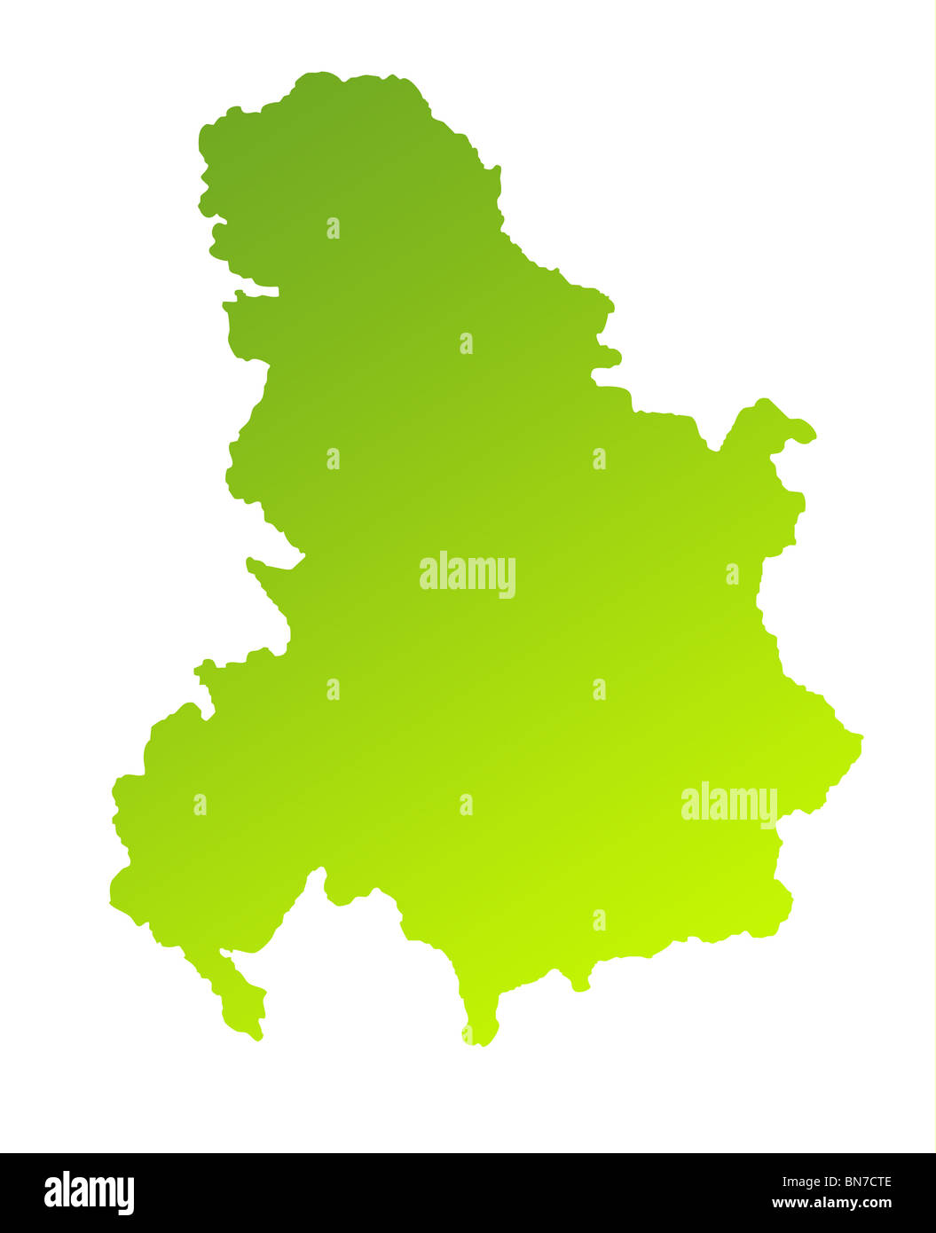 Dégradé vert de la Serbie-et-Monténégro isolé sur un fond blanc. Banque D'Images