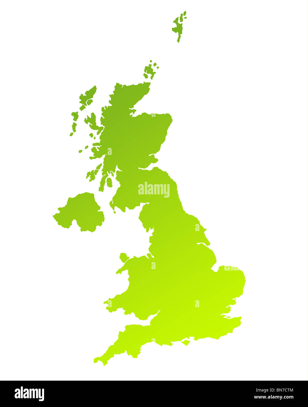 Gradient vert carte isolé sur un fond blanc. Banque D'Images