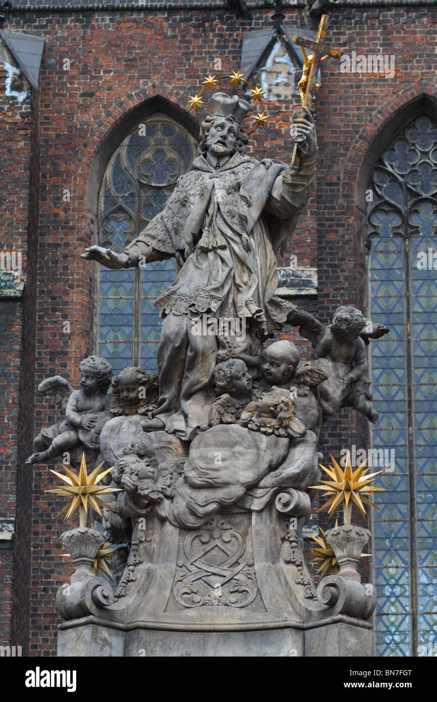 Statue de Saint Jan Nepomucen Wrocław Pologne Banque D'Images