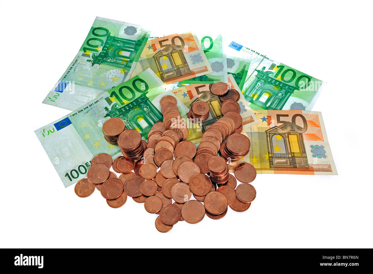 L'argent dans la zone euro comme monnaie billets de banque et les pièces, Belgique Banque D'Images