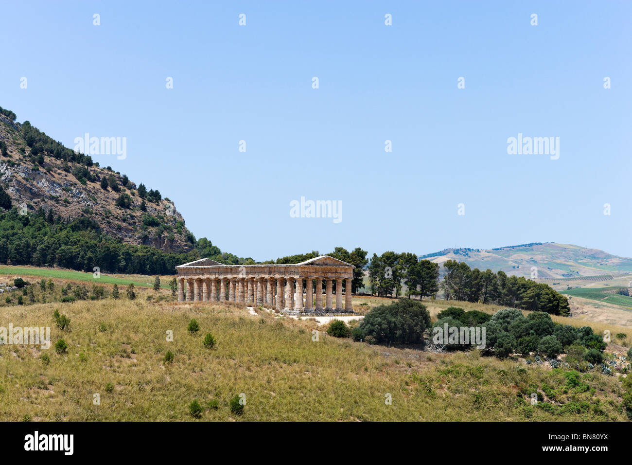 Le Temple Grec de Segesta, Erice, région nord-ouest de la Sicile, Italie Banque D'Images