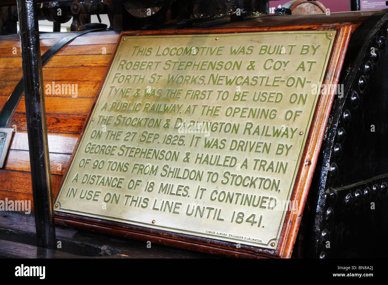 Stephonson George's locomotion No 1 dans 'chef de la vapeur' Darlington Railway museum, County Durham, England, UK Banque D'Images