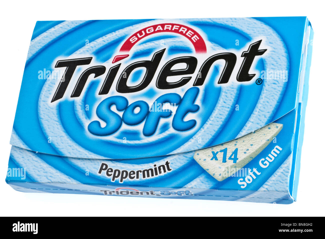 Sachet de 14 Trident soft chewing-gum sans sucre à la menthe Banque D'Images