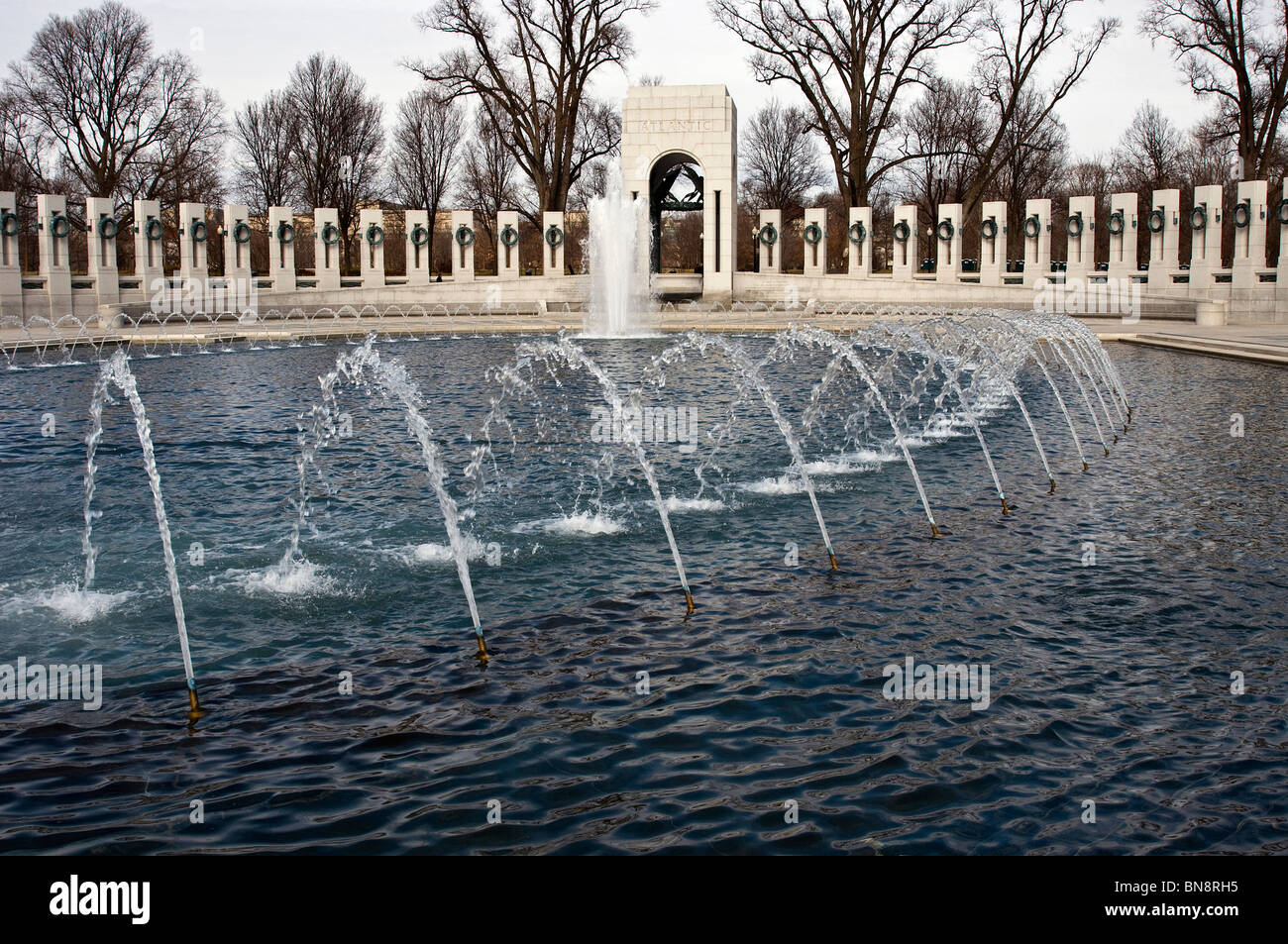 La Seconde Guerre mondiale Memorial Fountain à Washington DC Banque D'Images