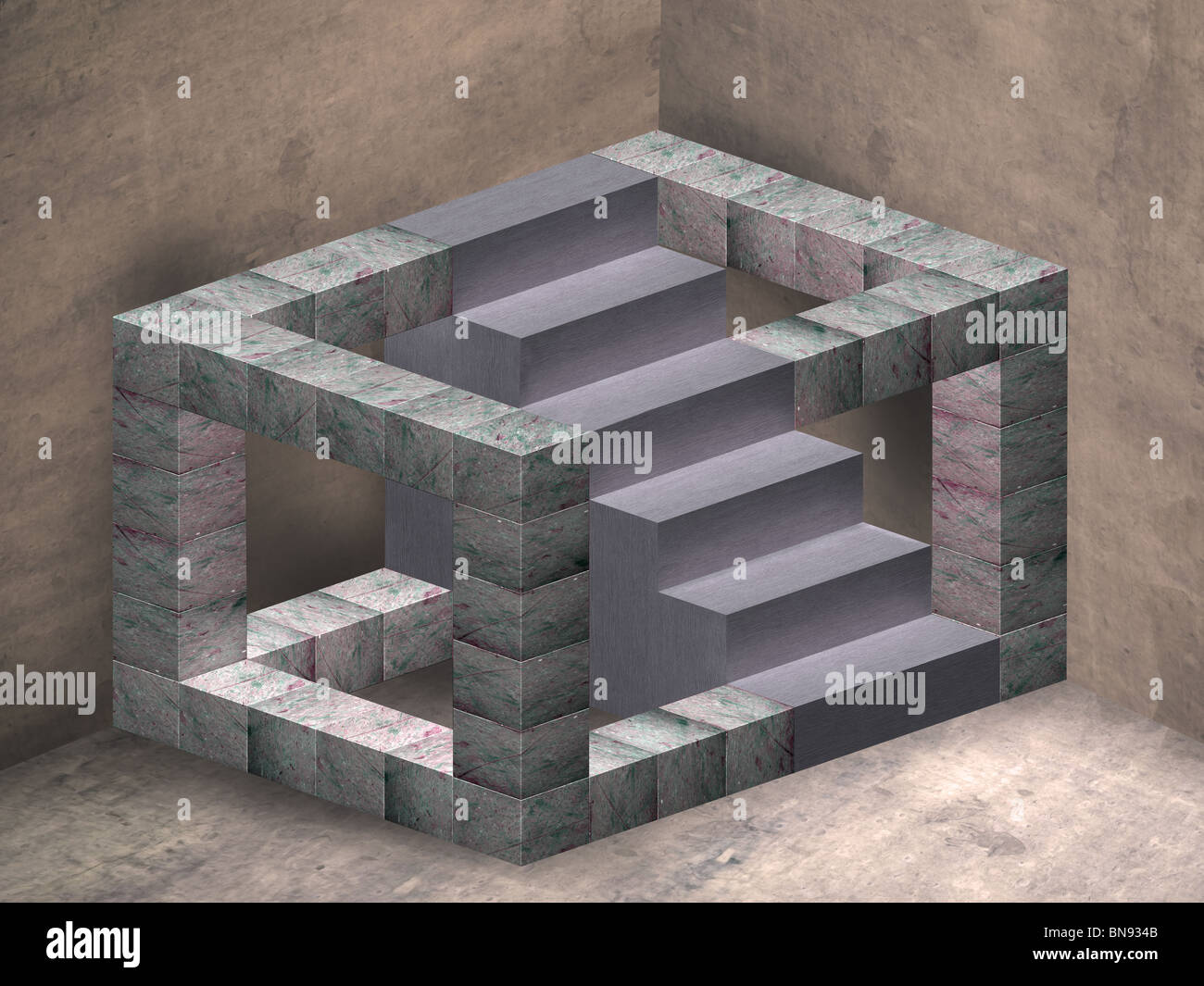 Illustration d'une impossible escalier géométrique dans un mystérieux prix Banque D'Images