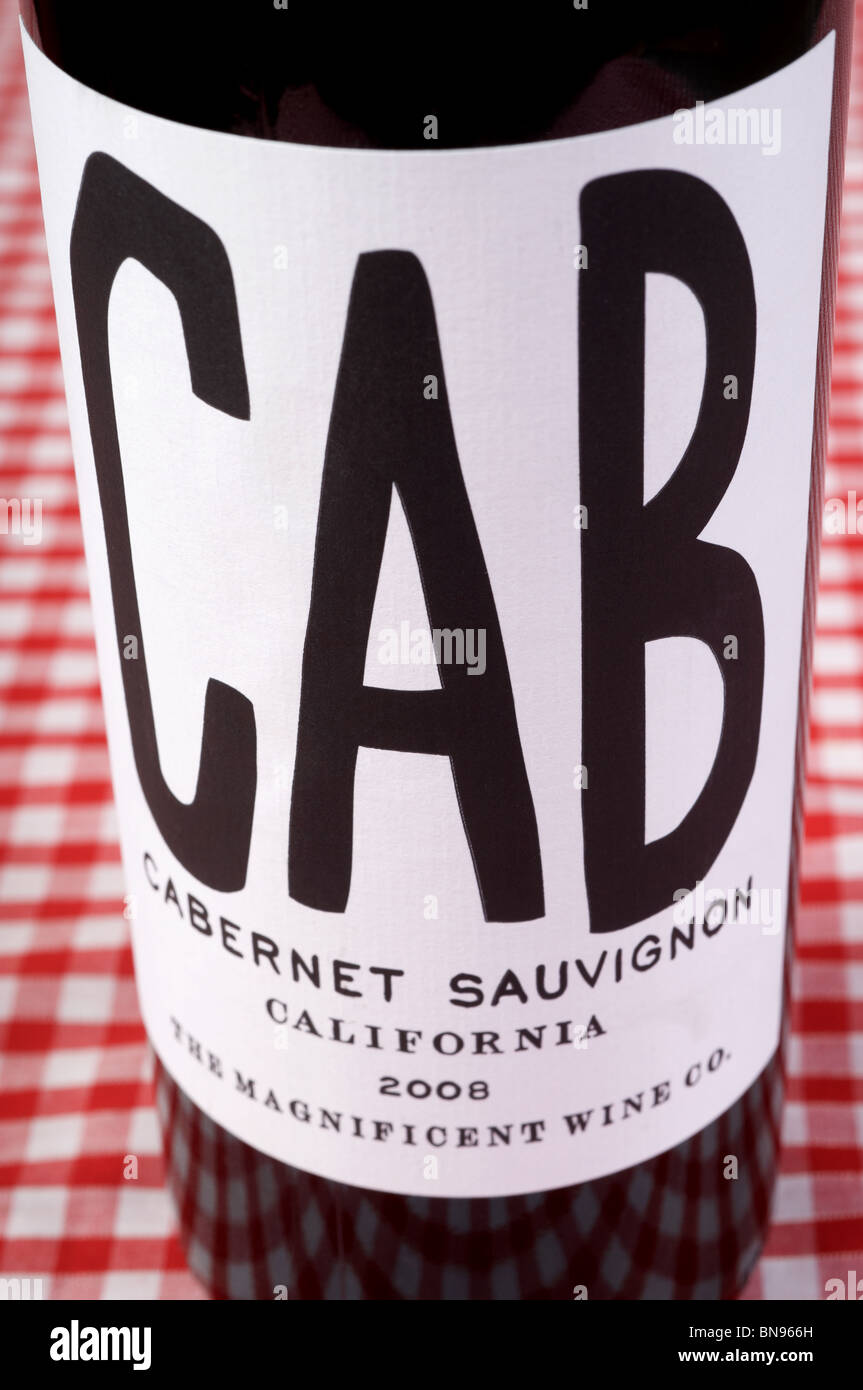 Vin rouge Californie Cabernet Sauvignon 2008 de la magnifique Wine Company (UK) Banque D'Images
