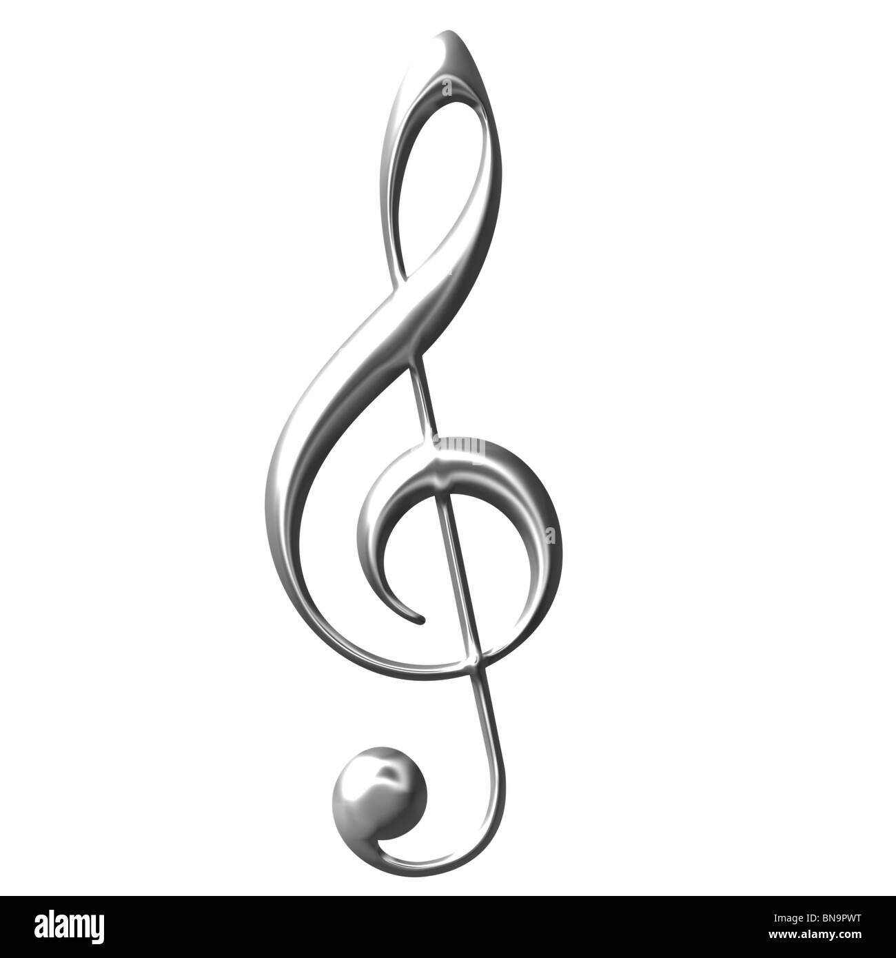 Clé de Sol argent 3d Banque D'Images