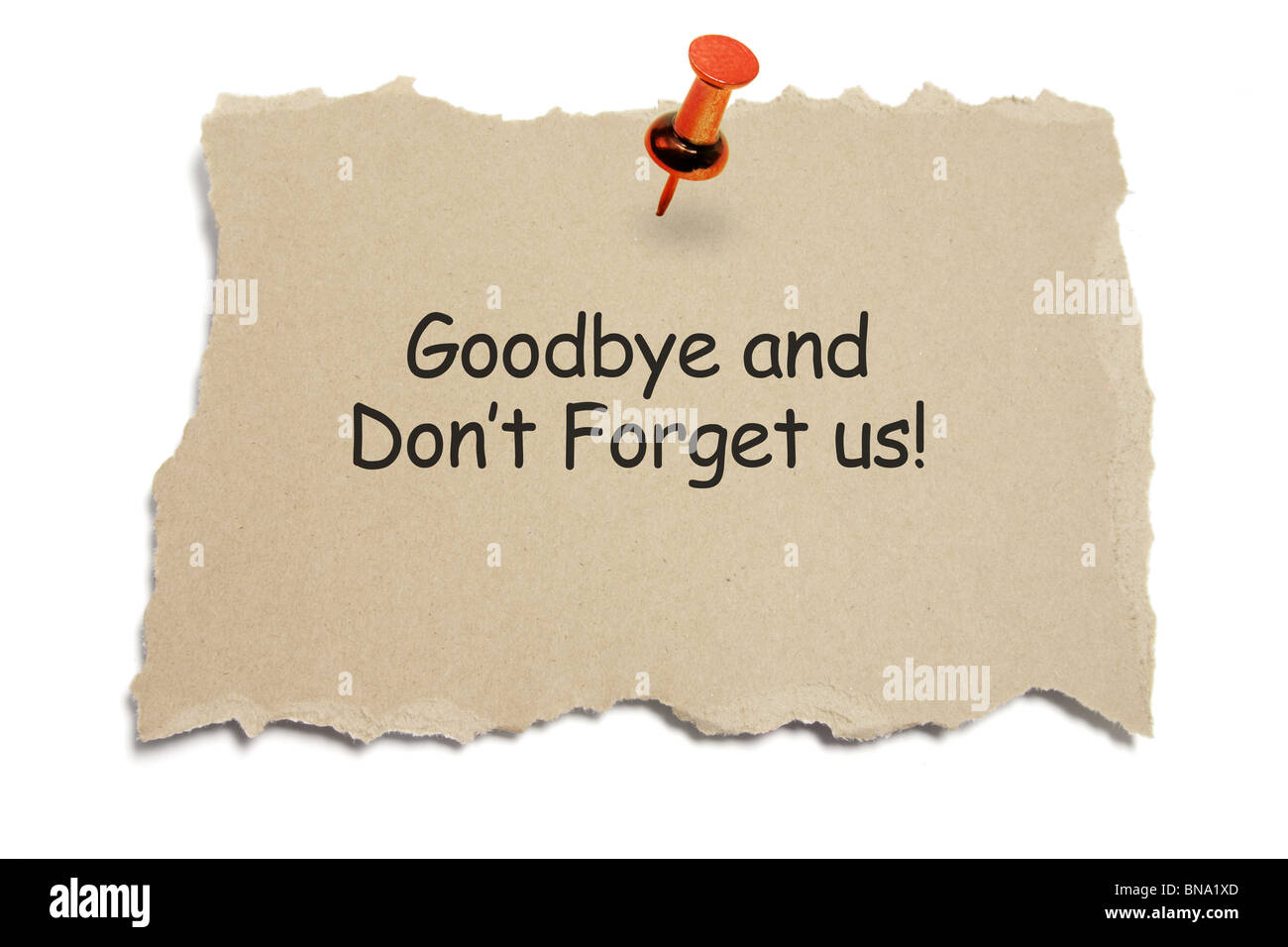 Morceau de carton déchiré avec Message Banque D'Images