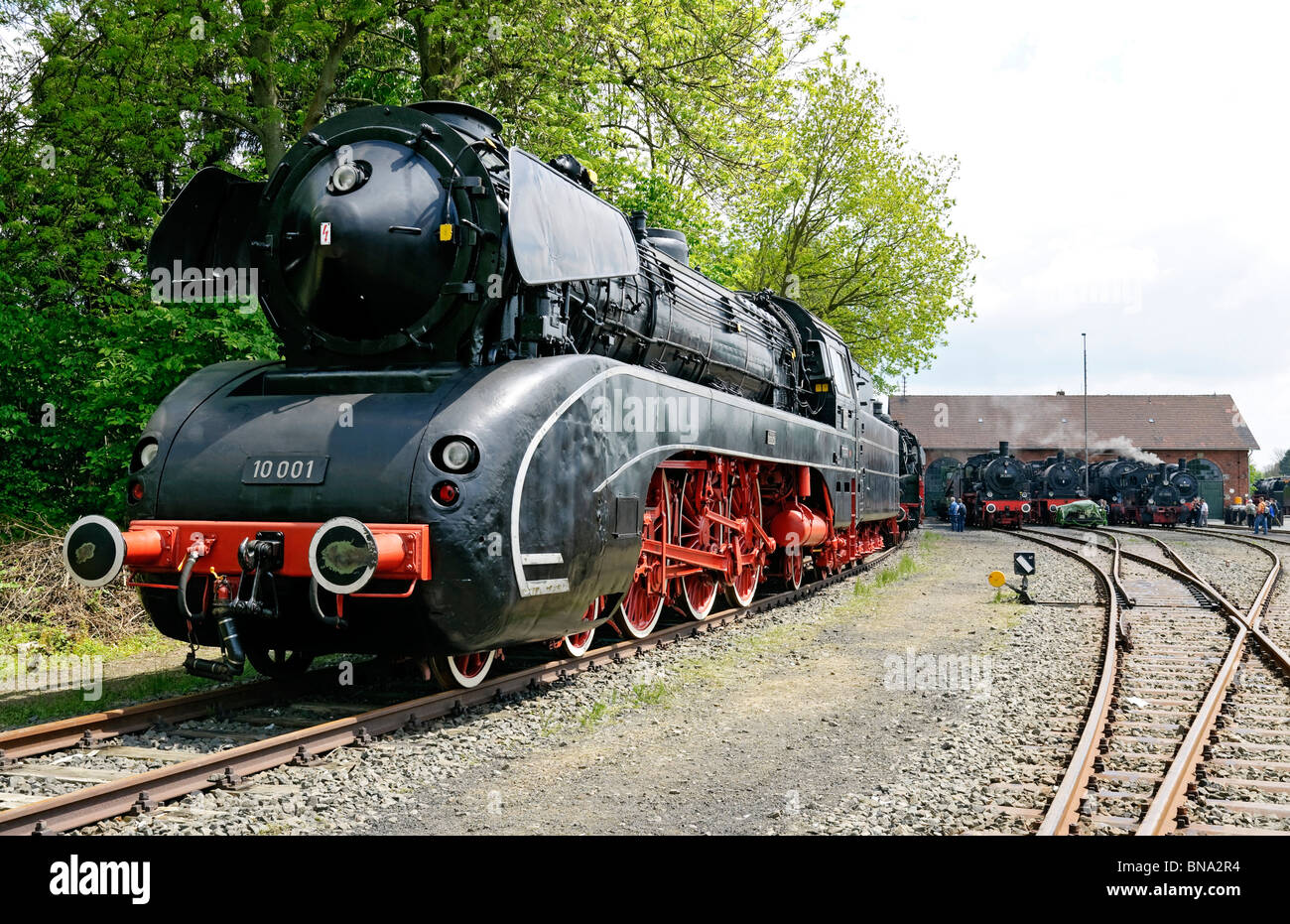 Locomotives à vapeur à 'Allemand', Musée de la Locomotive à vapeur Neuenmarkt, Bavière, Allemagne. Banque D'Images