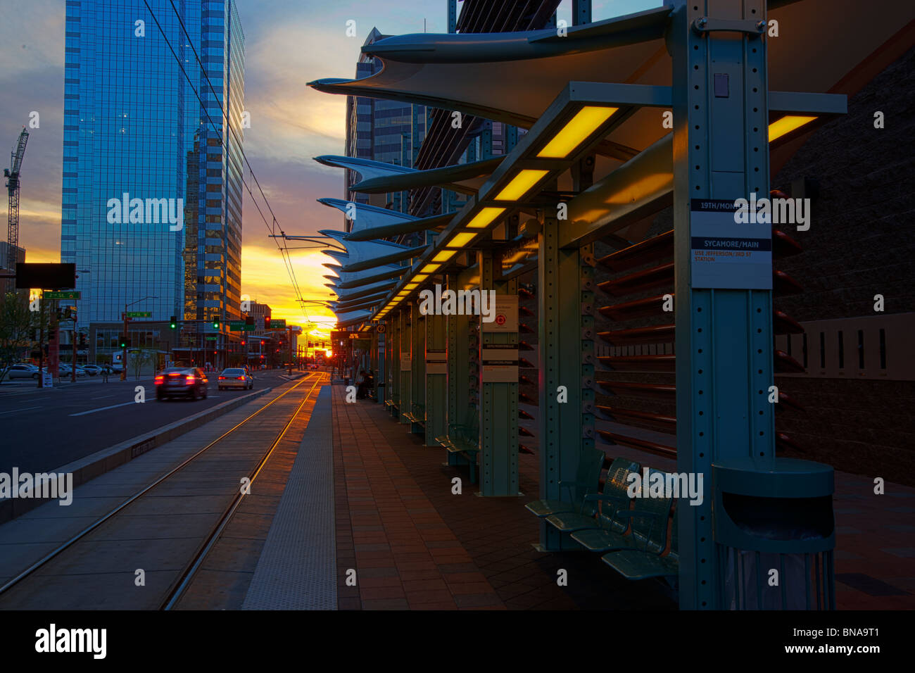 La 3ème rue et Washington Metro Rail La gare, centre-ville de Phoenix, Arizona. Banque D'Images