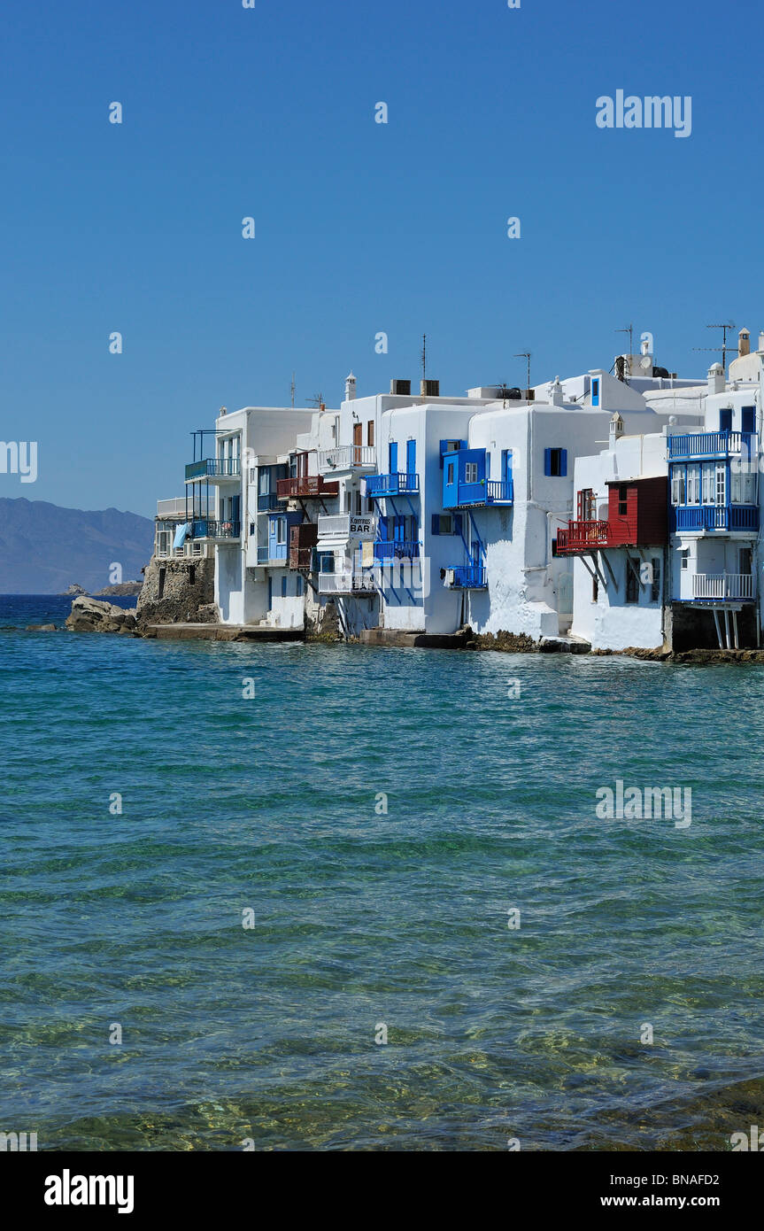 Mykonos. La Grèce. Le Kastro / la Petite Venise. Banque D'Images
