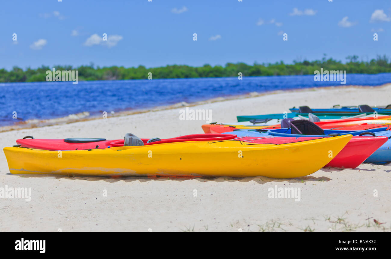 Les kayaks colorés Banque D'Images