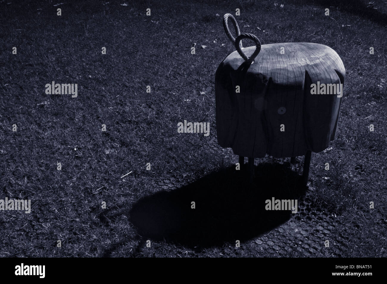 Le noir et blanc est de Londres Parc de nuit avec des moutons en bois Banque D'Images