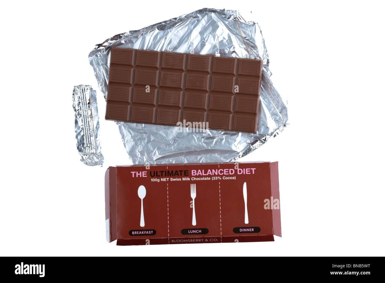 Bloc de l'alimentation équilibrée de chocolat suisse au lait Banque D'Images