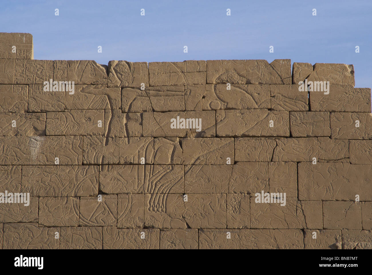Ramesseum. Relief représentant le pharaon sur son char lors d'une bataille. L'Égypte. Banque D'Images