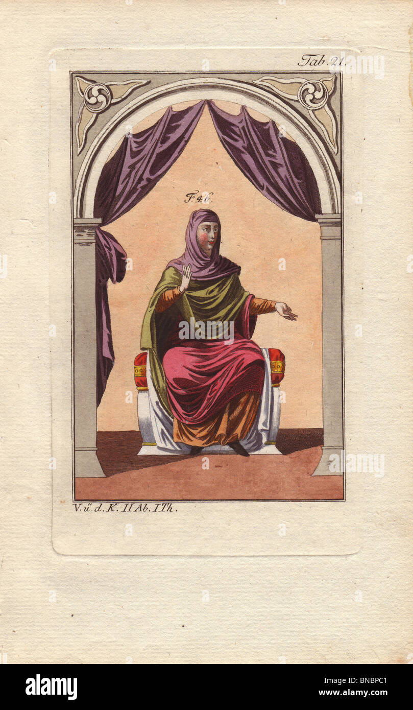 Anglo saxon femme dépeinte dans son grand parures. Banque D'Images