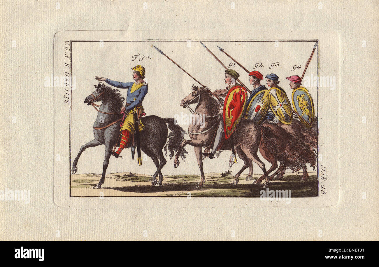 Soldats de Guido (Guy I), comte de Ponthieu. Chef du comte de Ponthieu les soldats, et sa cavalerie. Banque D'Images