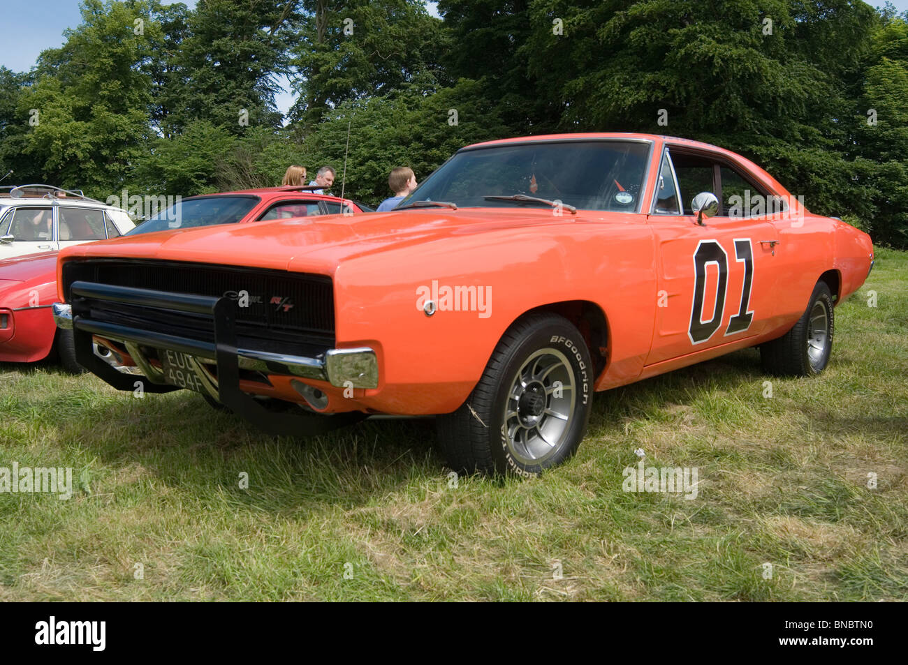 1969 Dodge Charger General Lee mopar muscle car replica orange TV show Dukes of Hazzard classic voiture voitures show affiche montrant com Banque D'Images