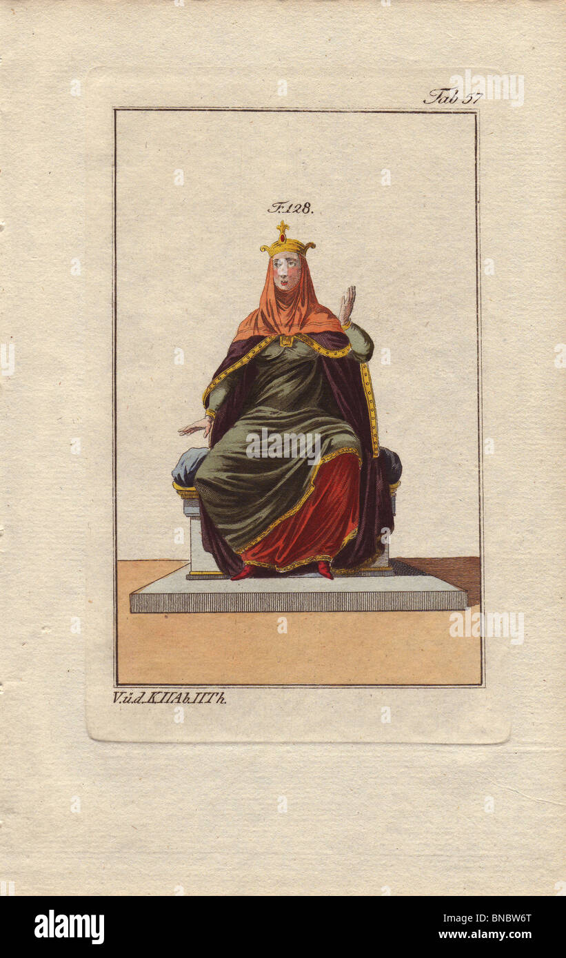 Un grand manteau, norman portant voile et couronne (128). Banque D'Images