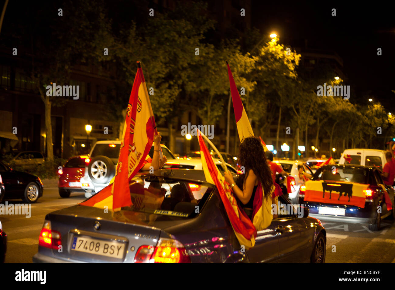 España, el Campeón Del Mundo - Espagne le champion du Monde - Barcelone 2010 FIFA supporters espagnols Banque D'Images