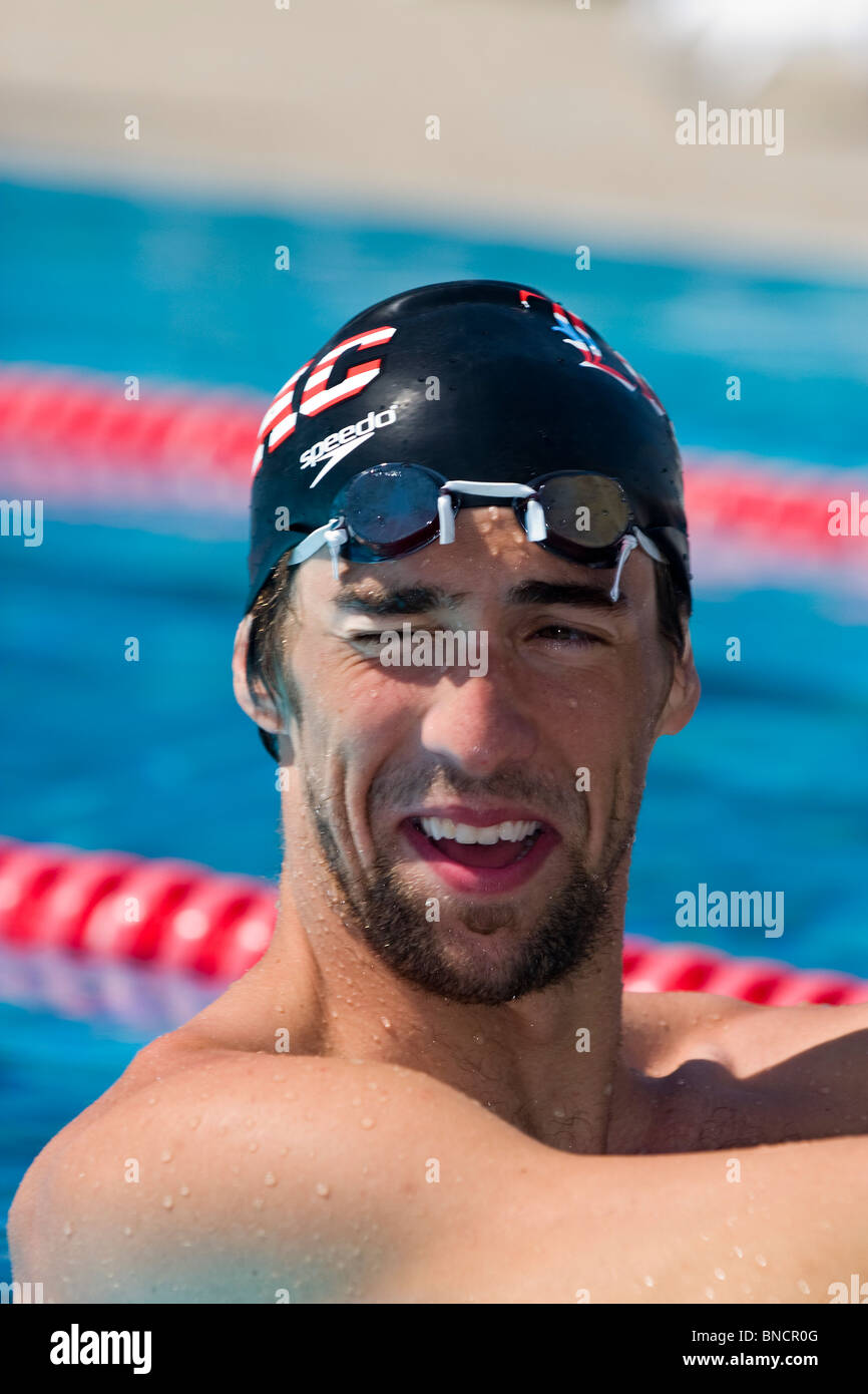 Une photographie de le nageur américain Michael Phelps, de formation. Amérique du Nord USA US NBAC Baltimore Aquatic Club. Banque D'Images