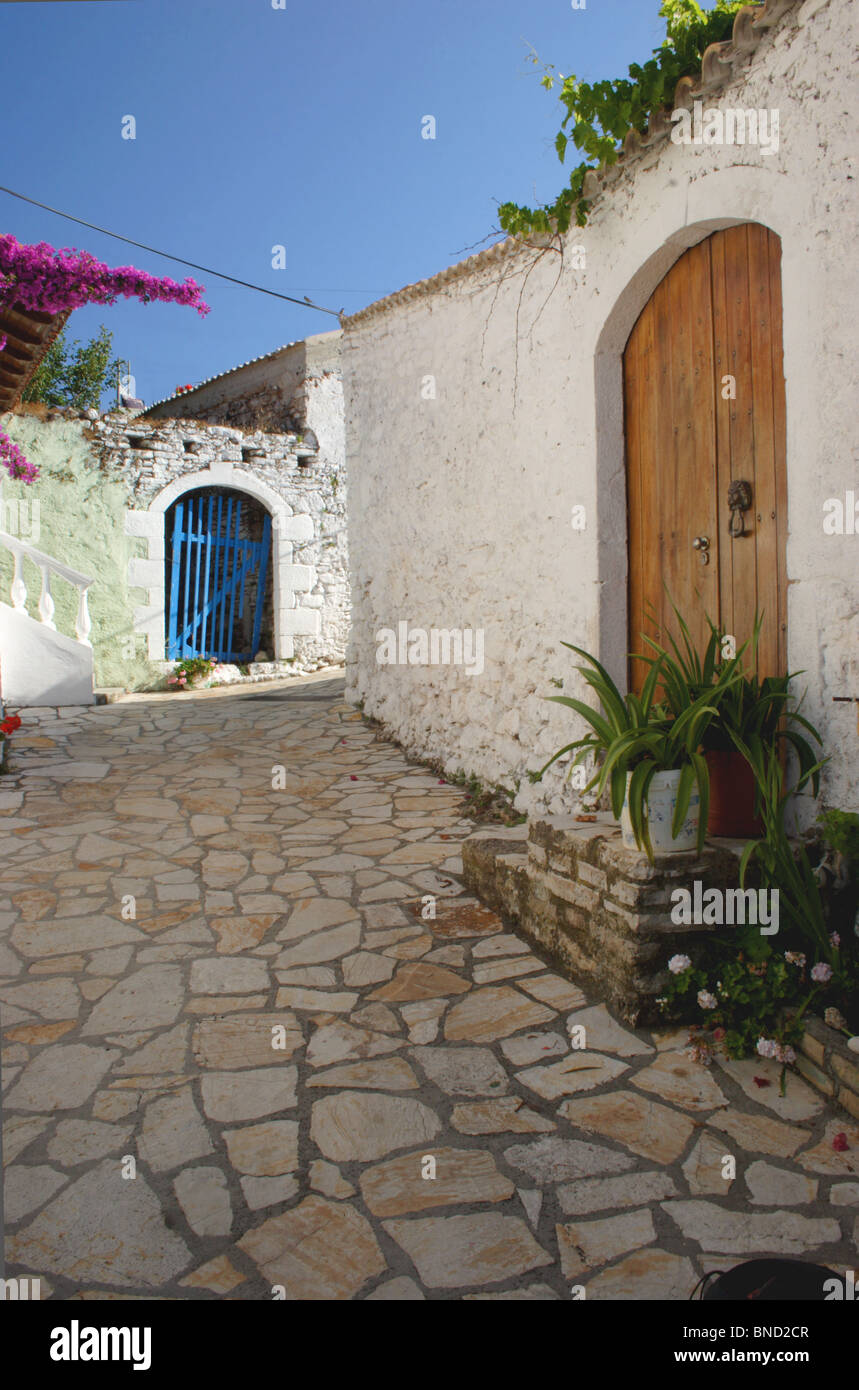 Afionas village, Corfou, Grèce, 2008 (pré-crash financier) Banque D'Images