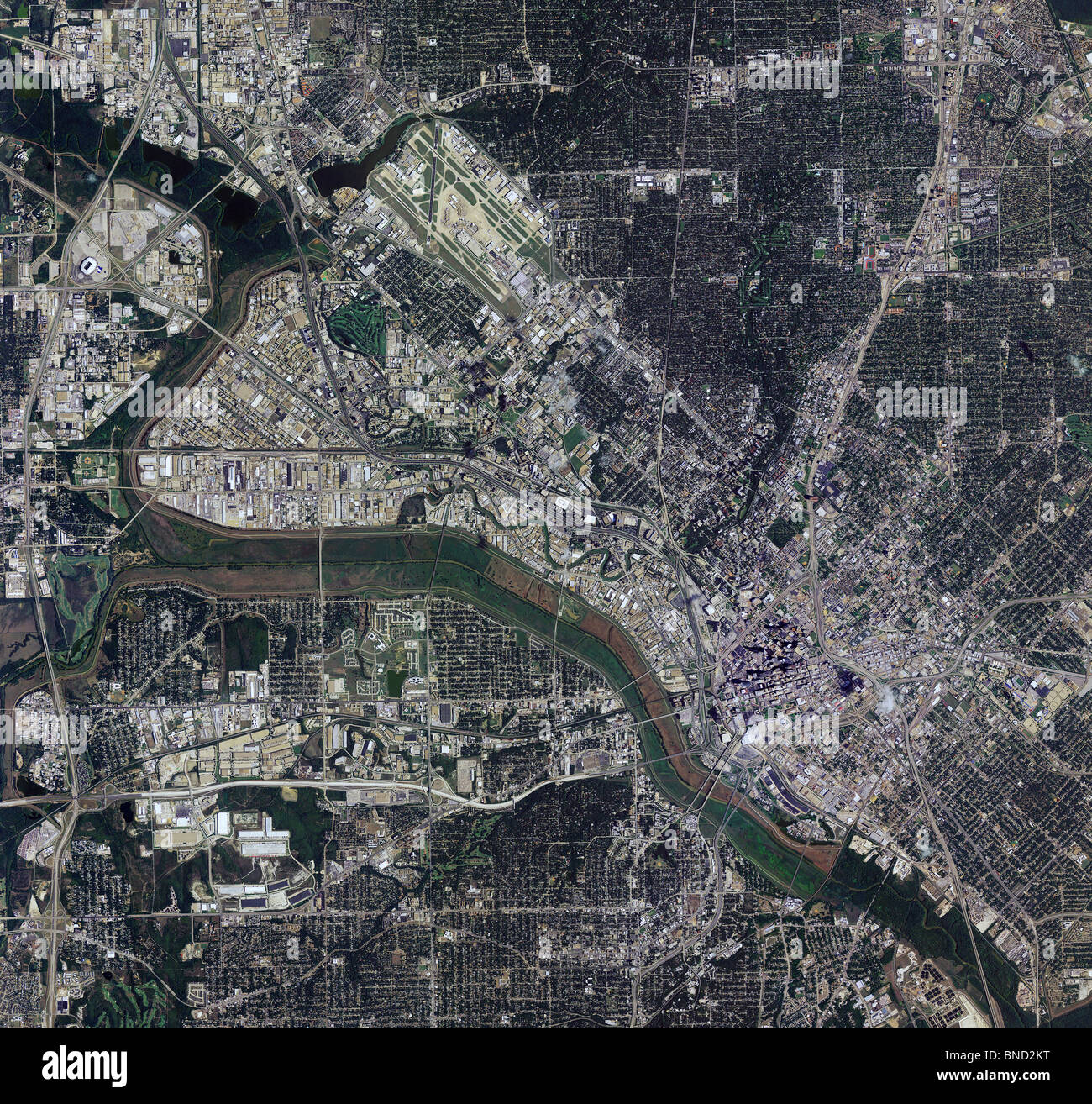 Carte aérienne vue au-dessus de la région métropolitaine de Dallas au Texas Banque D'Images